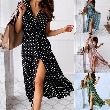 Koszal Women Dress Spot Design Decorative Stylish Short Sleeve V Neck One Piece Dress For Home Walmart Canada