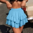 thumbnail image 2 of Diufon Plus Size Skirts for Women Elastic High Waist Boho Ruffle Layered Mini Skirts Golf Tennis Crochet Skirt, 2 of 8