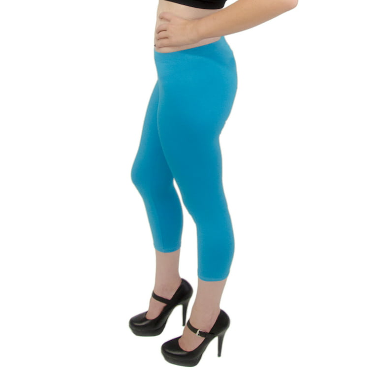 Vivian's Fashions Capri Leggings - Cotton, Misses Size (Turquoise, 1X) 
