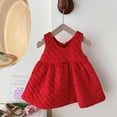 thumbnail image 4 of Baywell Newborn Toddler Baby Girl Overall Dress Kids Cotton Pad Solid Suspender Dresses Skirt for Christmas New Year Red 2-2.5Y, 4 of 7
