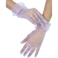 thumbnail image 2 of Dalrosia Women's Ruffled Tulle Mesh Gloves Wedding Party Gloves Short Prom Evening Gloves, 2 of 2