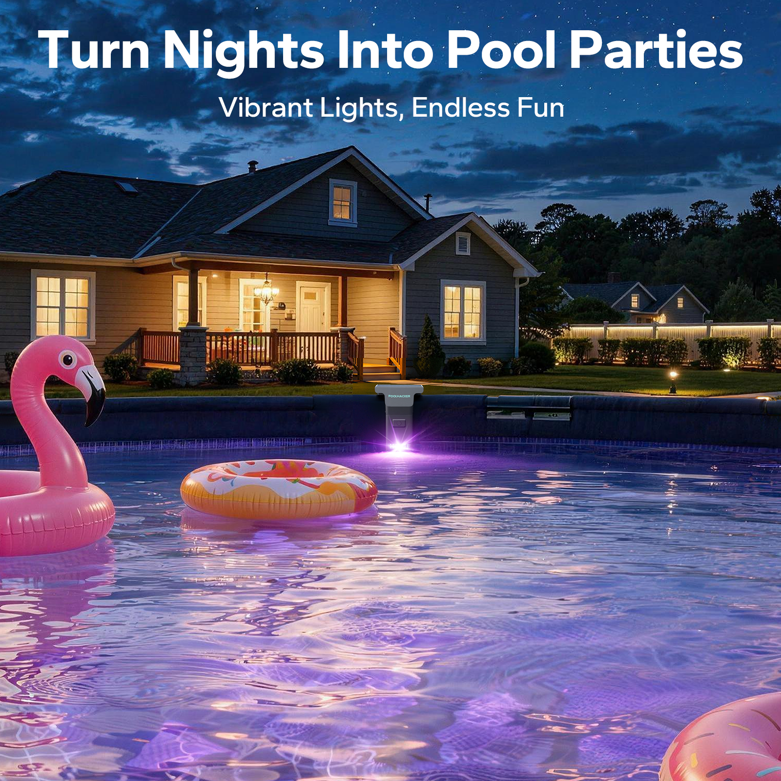 POOLHACKER Solar Underwater Pool Light, 10-Color 4-Mode LED, Remote Controlled, 1 pack
