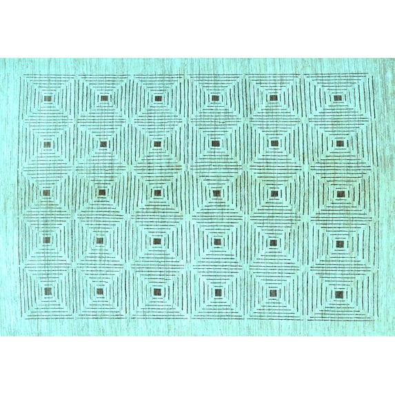 Ahgly Company Indoor Rectangle Abstract Light Blue Contemporary Area Rugs, 8' x 12'