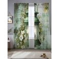 thumbnail image 3 of Vintage Oil Light Sheer Curtains 96 Inches Long 2 Panels Set, Window Sheer Curtains for Living Room/Bedroom, Spring White Flowers Green Leaves Light Filtering Rod Pocket Curtain 52''x96''x2, 3 of 8