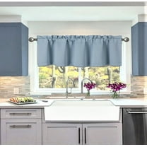 1 Kitchen valance thermal light blue solid rod pocket blackout window dressing filtering TVLO size 54" wide X 18" length