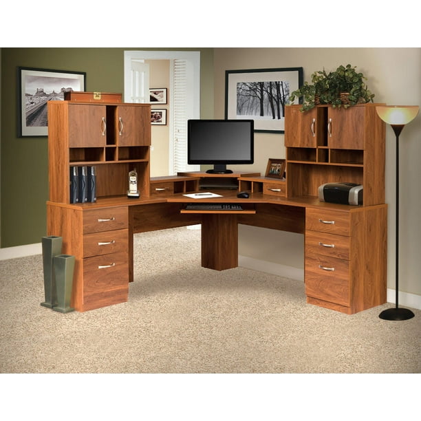 OS Home and Office Corner L Workcenter and 2 Hutches with Monitor
