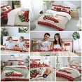 thumbnail image 5 of Christmas Bedding Duvet Cover Set Twin Size 4 Pieces Red Christmas Trucks Pine Tree Snow Retro Linen Bedding Set with Zipper Closure, 1 Comforter Cover 68x86 Inches 1 Flat Sheet & 2 Pillow Cases, 5 of 7