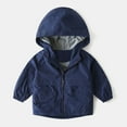 thumbnail image 3 of Scyoekwg Boys Zip Up Hooded Fall Jackets Casual Solid Color Long Sleeve Lightweight Outwear Jackets Pockets (Navy,4-5 Years), 3 of 5