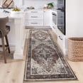 thumbnail image 3 of FairOnly Red 2'x6'Low Pile Washable Vintage Floral Printed Runner Rugs For Kitchen Non Slip Stain Resistant Rug for Hallway Entryway, 3 of 7