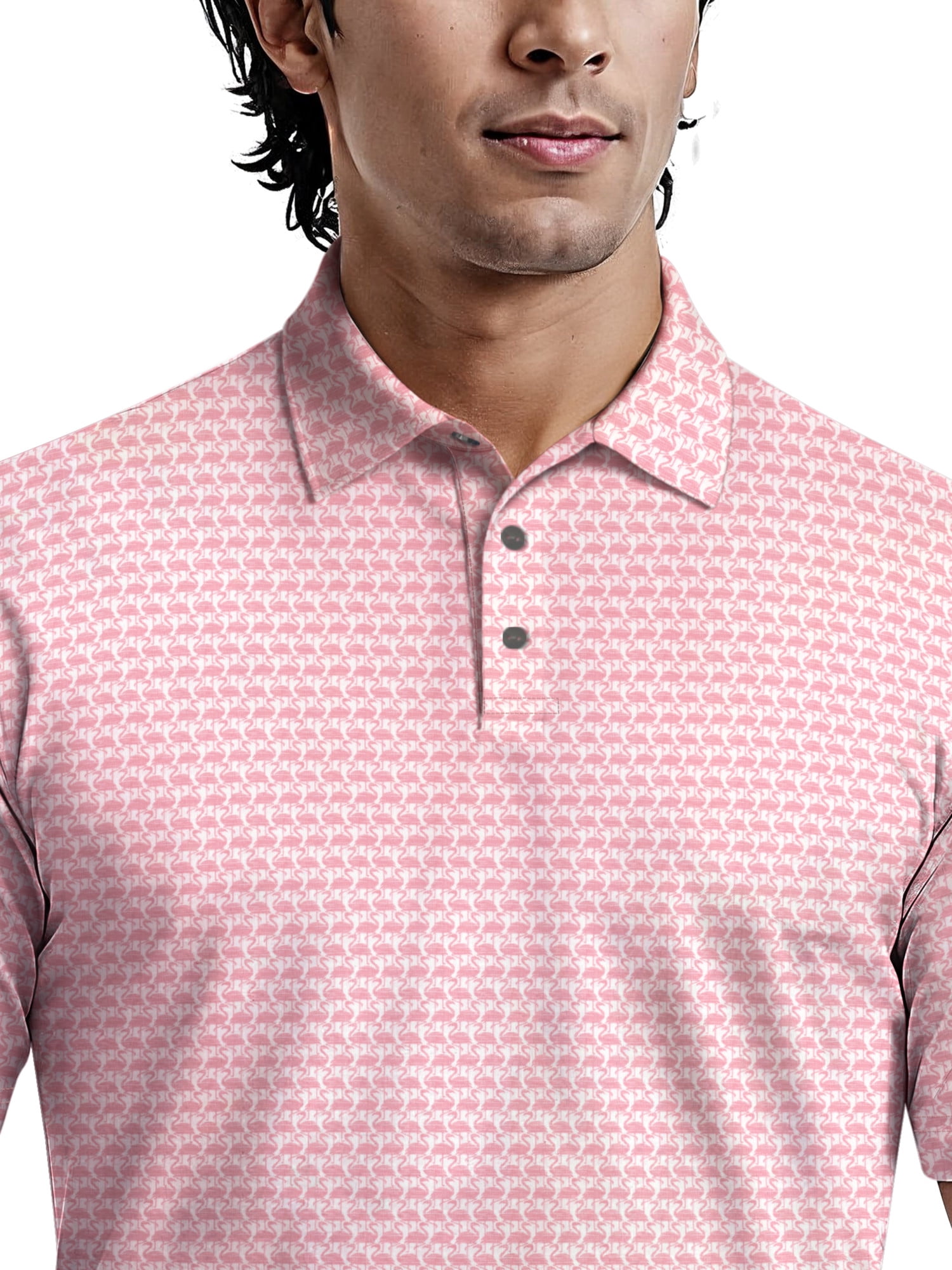 Ben Hogan Men's & Big Men's Performance Flamingo Printed Short Sleeve Polo Shirt, up to 5XL
