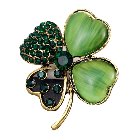 Necvior Four Leaf Clover Lapel Pin Inlaid Crystal Brooch Lucky Holiday Button Pins Jewelry St. Patricks Day Accessories
