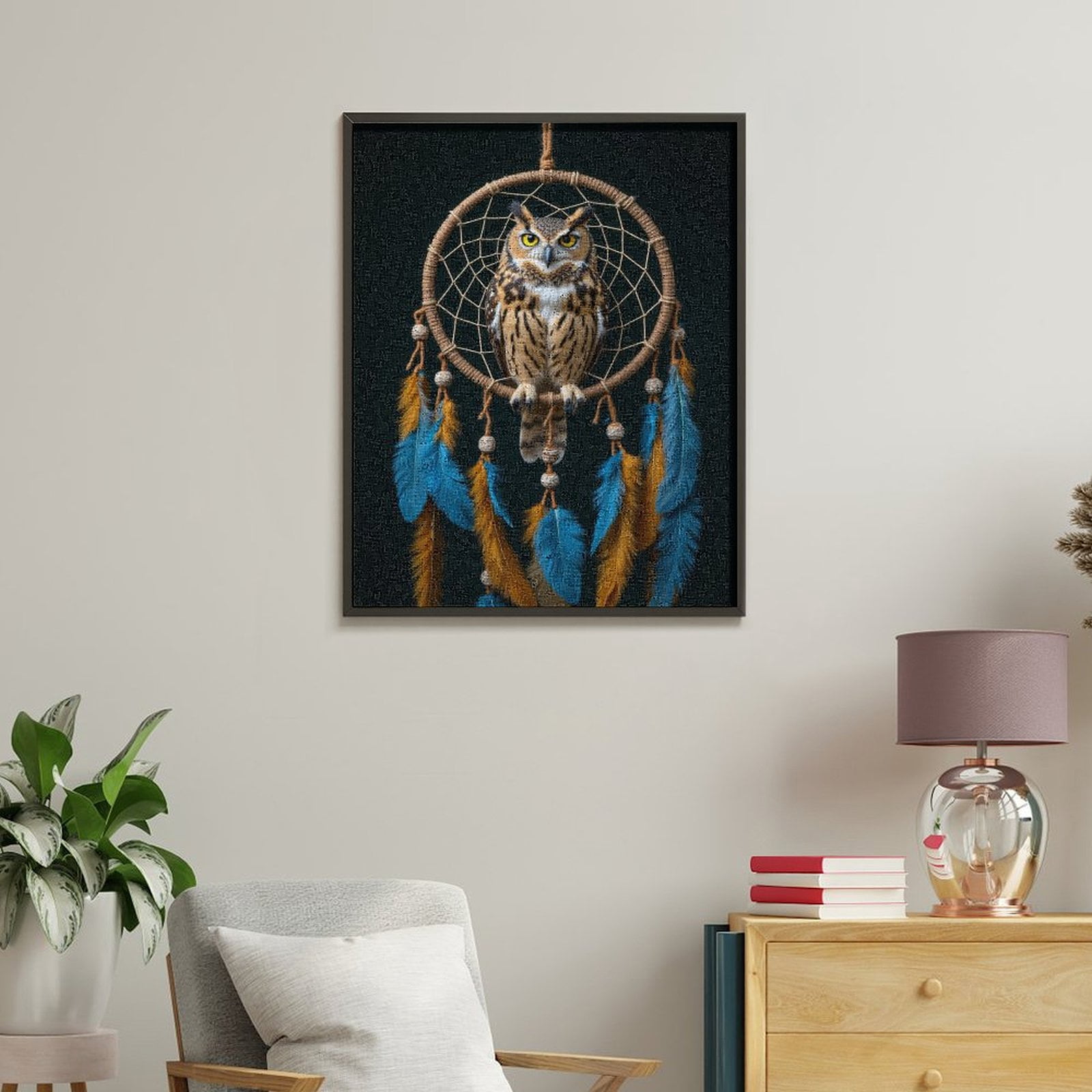 Paint By Numbers Kit for Adults Beginner - DIY Owl Dreamcatcher Feathers Art Canvas Painting Kits for Adults, Frameless Paint By Number for Adults for Home Wall Decor 16x20 Inch