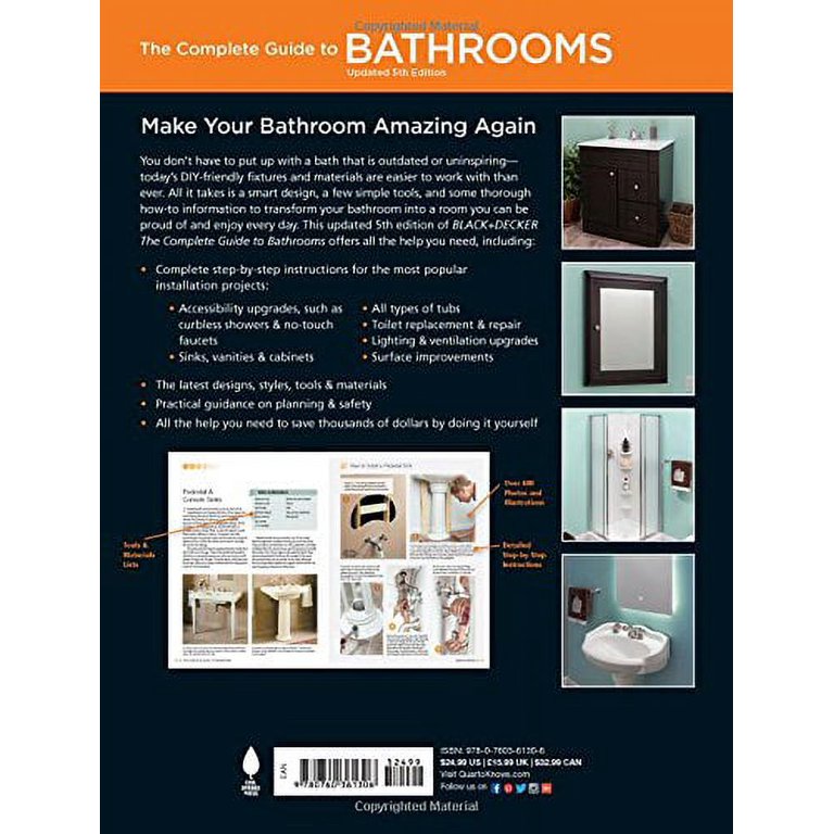 Black & Decker: Black & Decker Complete Guide to Bathrooms 5th Edition :  Dazzling Upgrades & Hardworking Improvements You Can Do Yourself (Edition  5) (Paperback) 