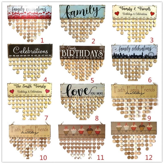 Raindrops Calendar Hanging Board Family Celebration Wall Home Decor Dad