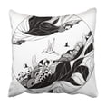 thumbnail image 1 of RYLABLUE Line Bizarre Black And White Ink Sketch Abstract Doodle Graffiti Psychedelic Wave Bird Pillowcase 18x18 inch, 1 of 1