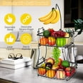 thumbnail image 3 of Auledio 2-Tier Fruit Basket Bowl with Banana Hanger, Vegetable Storage for Kitchen Countertop, Black, 3 of 7