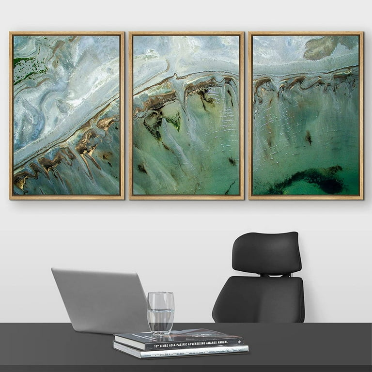 wall26 - 3 Piece Framed Canvas Wall Art - Turquoise