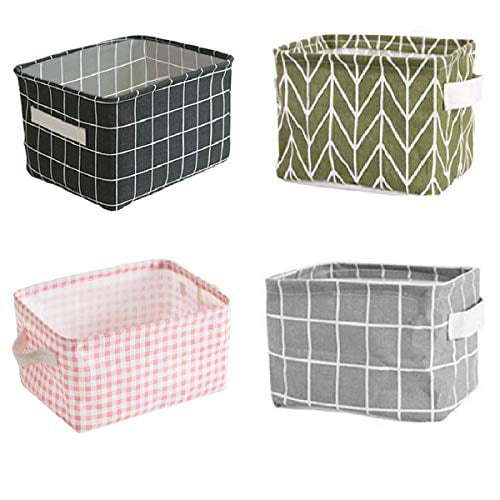 Baby Toys Liners Books 4 Pack Canvas Storage Basket Bins 4 pack, White & Black Home Decor Organizers Bag for Adult Makeup