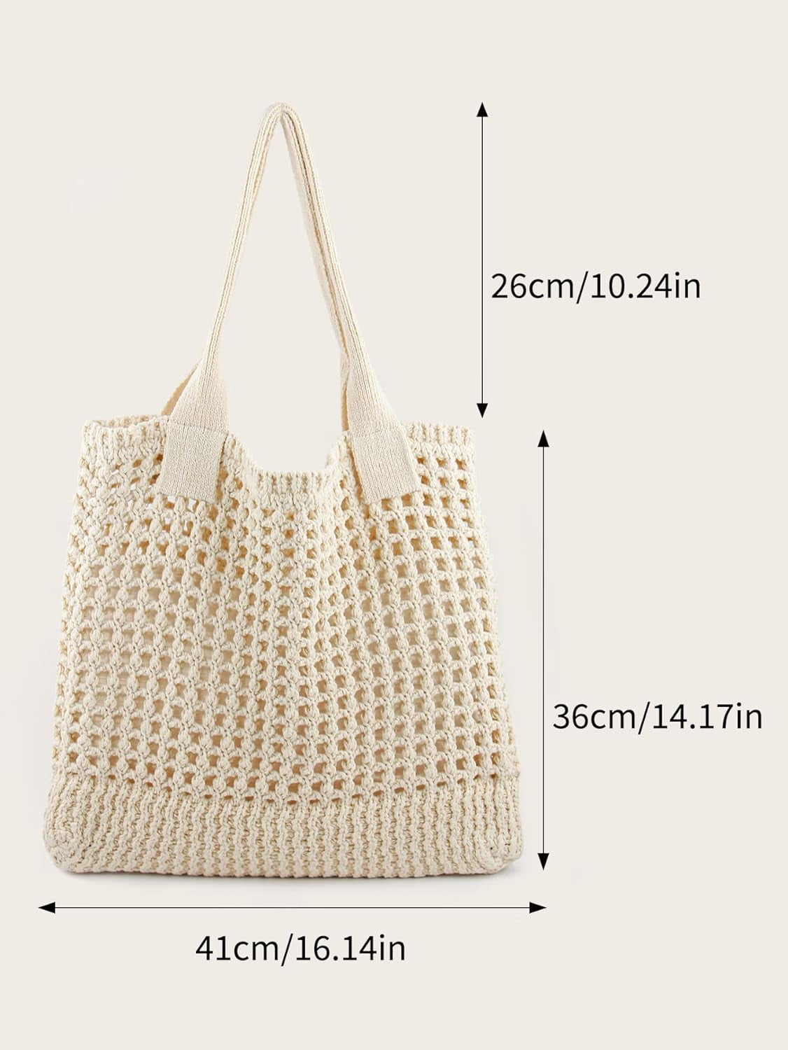 CAILDANL Women's Beach Tote Bag, Crochet Knit Hollow Design, Stylish Tote for Beach,Travel and Everyday Use Aesthetic Handbag