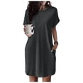 thumbnail image 5 of Tshirt Dress Women Summer Short Sleeve Crewneck Loose Fit Casual Mini Dresses with Pockets T Shirt Dresses for Women, 5 of 6