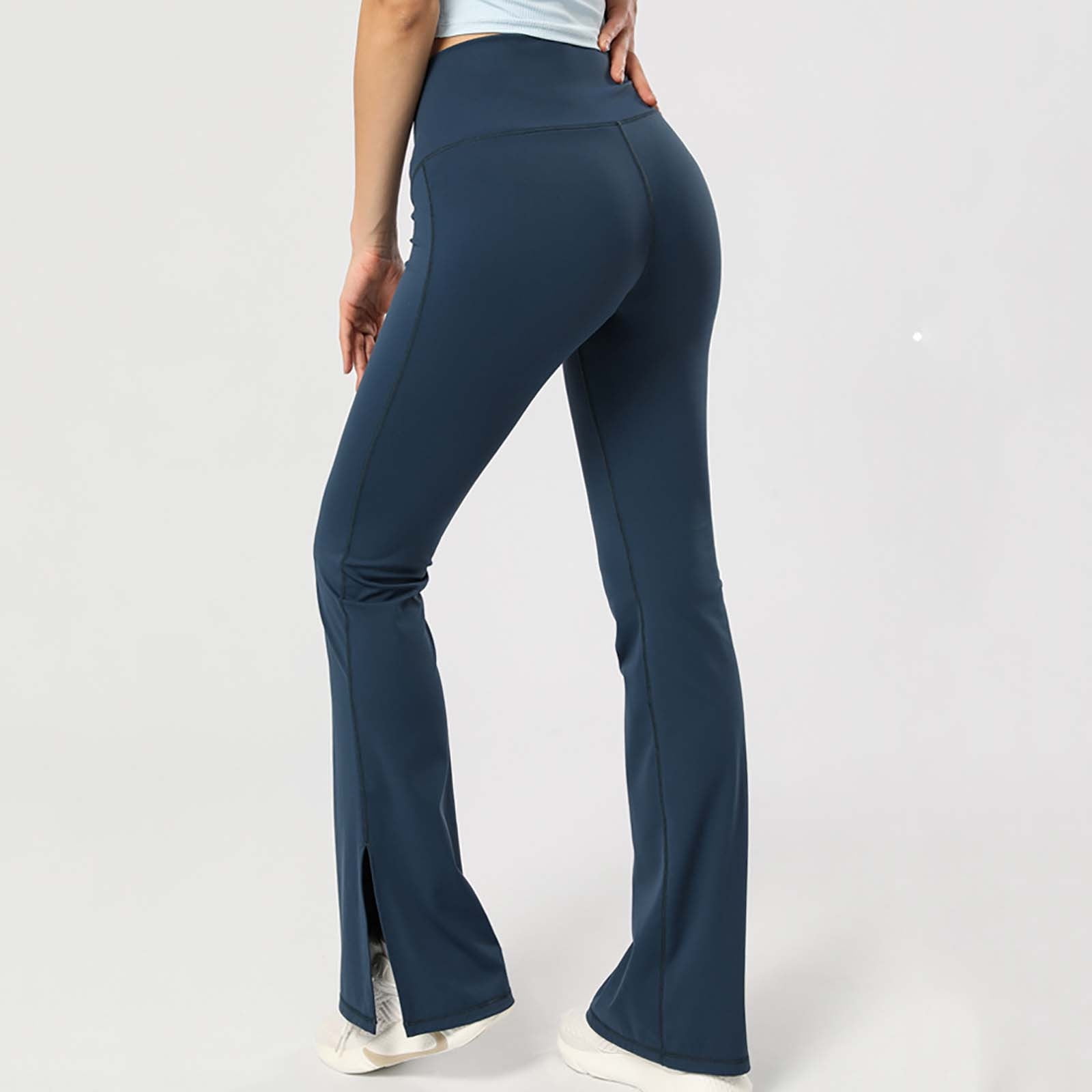 Bowake Scrunch Flare Leggings for Women Stretch High Waisted Bootcut Yoga Pants Bootleg Workout Gym Pants with Slit