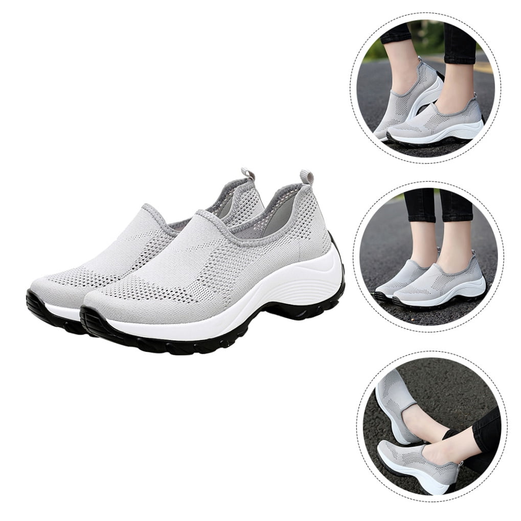 EXHUMKY Women's Grey Hiking Shoes Lightweight Breathable Outdoor Footwear Comfortable for Walking and Trekking