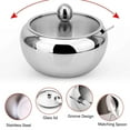 thumbnail image 4 of Somnr Stainless Steel Sugar Bowl with Clear Glass Lid - for Better Recognition, and Spoon for Home and Kitchen, Drum Shade,16.9oz-2PACK, 4 of 8