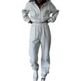 thumbnail image 3 of Conjunto de Chándal de 2 Piezas para Mujer, Sudadera de Larga con Cremallera y Pantalones de Chándal de Pierna , Conjuntos de Estar por Casa, Otoño Gris L, 3 of 7