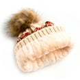 thumbnail image 3 of Newbee Fashion - Women Winter soft Knitted Beanie Hat Faux Fur Pom Pom Beanie Hat with Warm Fleece Lined Extra Thick Skull Slouchy Cable Knit Hat Ski Cap Multi-Color Bohemian Stripe Stylish & Warm, 3 of 3