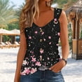 thumbnail image 4 of Women's Boho Floral Tank Top V Neck Sleeveless Loose Blouse With O-Ring Shoulder Detail & Flowy Hem Casual Dressy Tunic Shirt Graphic Camisole, 4 of 6