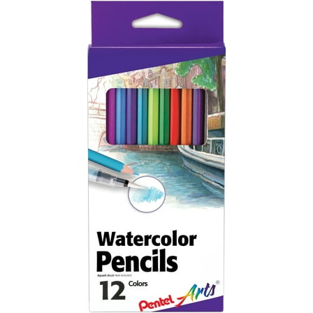 Pentel Arts Watercolor Pencils 12/Pkg-Assorted Colors