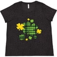 thumbnail image 3 of Inktastic St. Patrick's Day Plaid Green and Yellow Shamrocks Women's Plus Size T-Shirt, 3 of 5