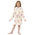 thumbnail image 6 of FORMRS Niños Bathrobe Unisex Hooded Robe Soft Plush Pajamas Sleepwear, Size 2-3T, White Floral Orange, 6 of 7