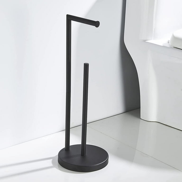 Marmolux Toilet Paper Holder Stand Free Standing W/ Storage, Matte Black  Finish