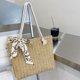 thumbnail image 1 of Bolsa de hombro tejido de paja para mujer Bufanda de seda informal de gran capacidad Tmvgtek Para Estrenar, 1 of 9