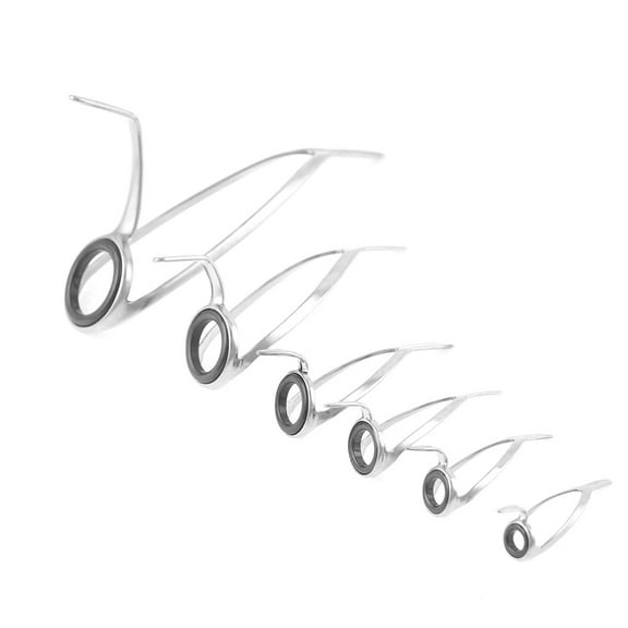 Unique Bargains Stainless Steel Plastic Fishing Rod Guide Pole Repair Ring Kit Connector Inside Diameter 6 Pcs