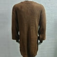 thumbnail image 4 of Men's Mid Length Sweater Coat Long Sleeve Solid Textured Chunky Knit Cardigan Outerwear Brown M, 4 of 5