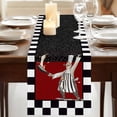 thumbnail image 3 of Table Runners 120 Inches Long Dress Scarves, Red Black Chef Farmhouse Coffee/Dining/Kitchen Table Runner for Living Room, Cartoon Cute Watercolor Cooking Checkered 13x120 Inch, 3 of 9