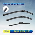 thumbnail image 2 of Windshield Wipers Replacement for VW Volkswagen Atlas 2023-2018 Premium All-Weather Front & Rear Wiper Blades 26"+22"+12"-OEM Original Factory Quality(Set of 3), 2 of 11