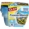 thumbnail image 2 of Glad Gladware Freezerware Food Storage Containers - Rectangular, Microwave Safe - 4 Pack, 24 oz, 2 of 6
