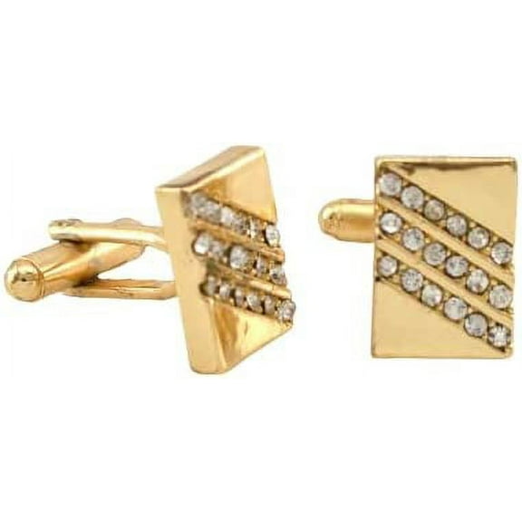 Blingforfun Elegant Classic 3 Lines CZ Gold Tone Cufflinks Gift Boxed