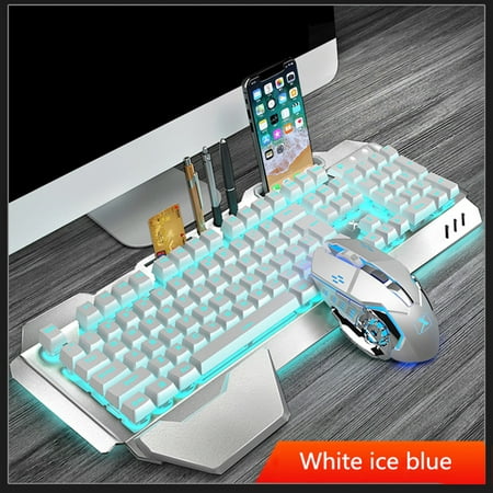 Rechargeable with backlight wireless keyboard and mouse set ultra sensitive no delay professional gaming waterproof keyboard set(Ice