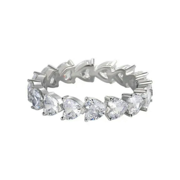 Love Heart Cut White Gold Filled Band CZ Stylish Smooth Band Wedding Ring Sz 4-9