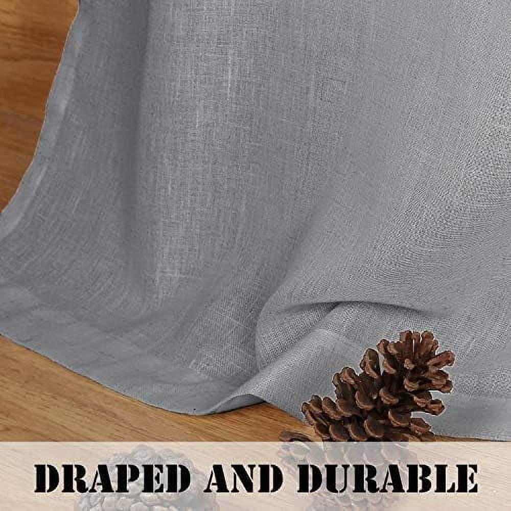 PrimeBeau Elegant Vintage Privacy Semi Sheer Linen Blended Nickel Grommet Window Panels, 52" W x 96" L, Dove