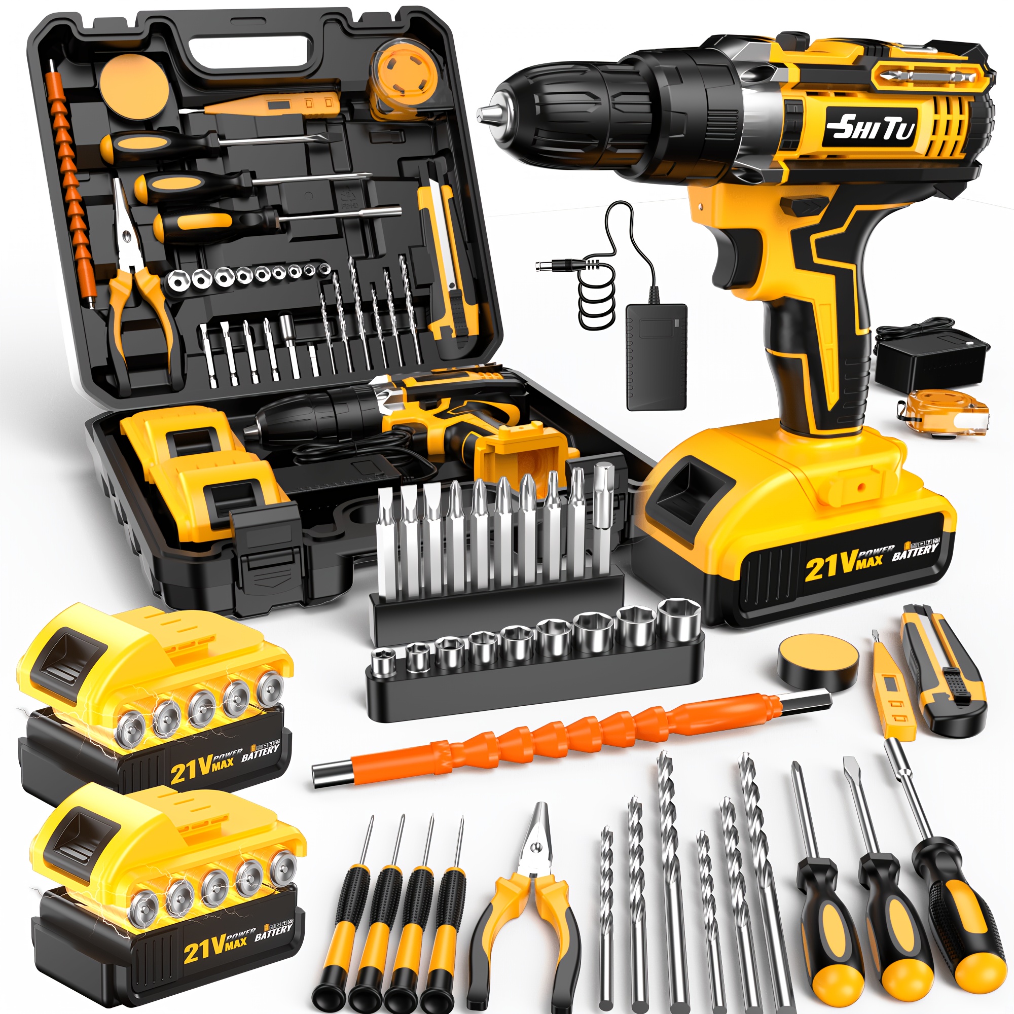 DGB Cordless Drill, Power Drill Driver for Home & Workshop Use, Portable Electric Drill for Drilling and Screwdriving, Lightweight Cordless Power Tool