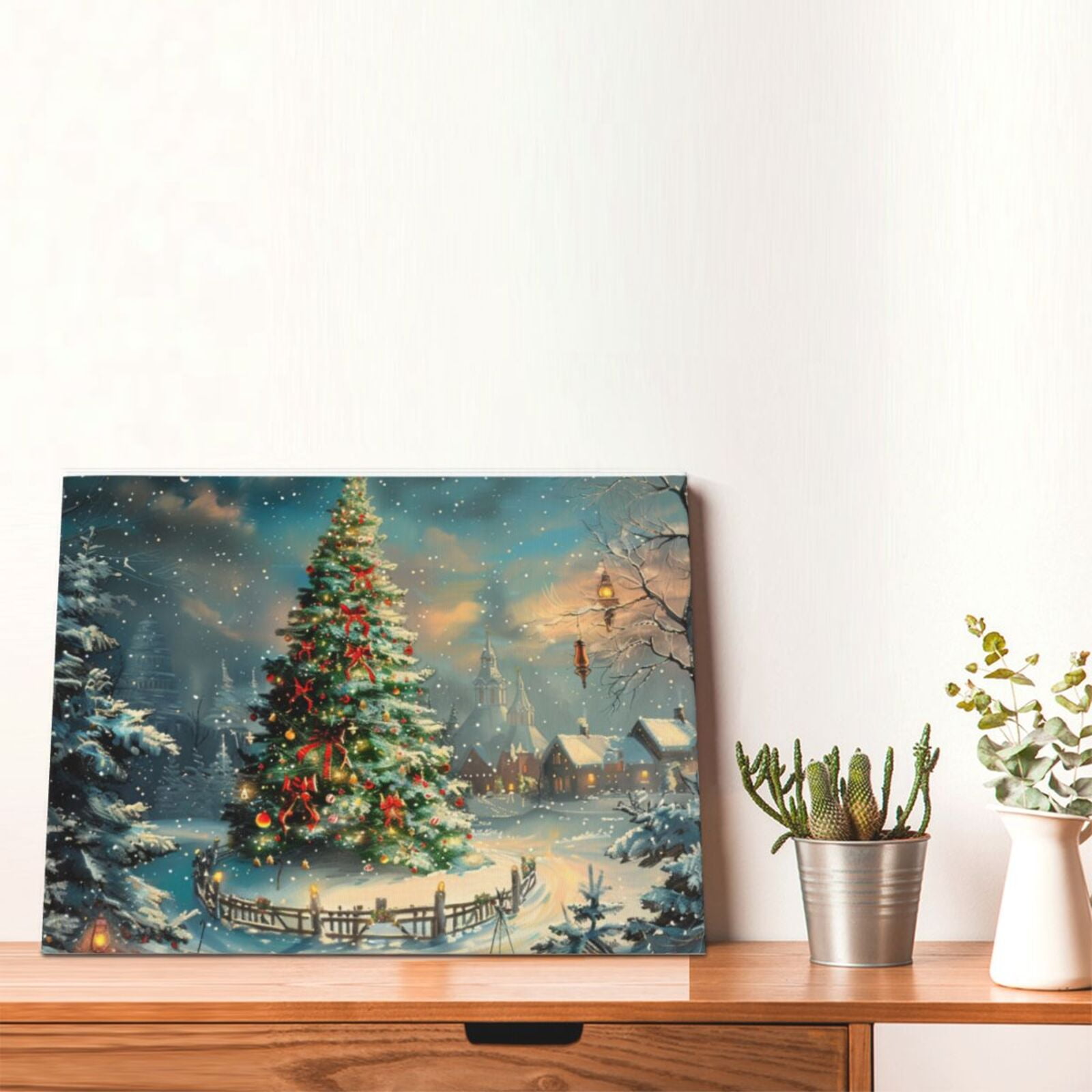 12x16 inch Canvas Hanging Picture Gorgeous Christmas Tree,Living Room,Man Cave,Farmhouse Yard Decor Wall Art Paintings Prints,Enchanting Christmas Tree Modern Style Decorative Painting Prints