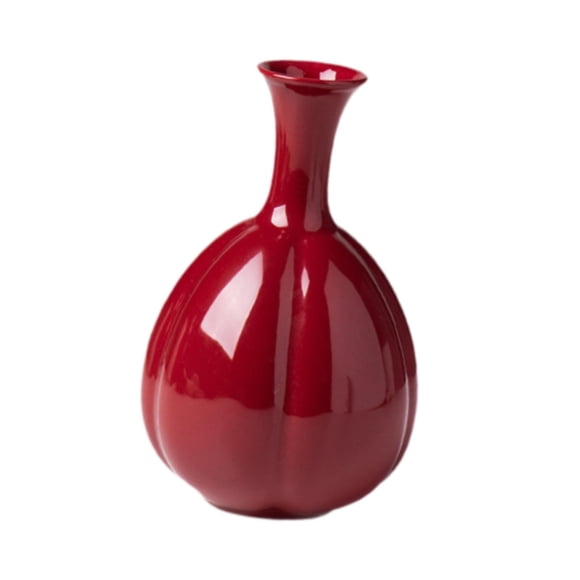 Jarrón de cerámica roja, jarrones decorativos, floreros, jarrón de cerámica de escritorio para estantería, estantería, decoración del hogar y la