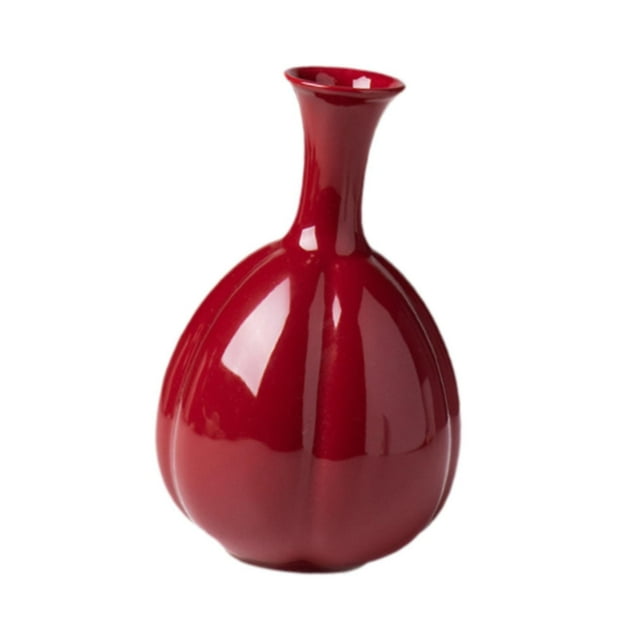 Jarrón de cerámica rojo, floreros, florero rojo pequeño moderno, floreros decorativos para mesa de café, decoración del hogar, comedor, estantería