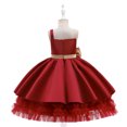 thumbnail image 5 of XEGLSBU Girls Christmas Dress Size 8-10 Red Elegant Girls Party Dress Girl Tutu Gown for and Celebrations with Satin Fabric and Delicate Lace Embellishments Brick Red Size 3-4 Years, 5 of 9