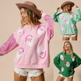 thumbnail image 4 of Women Sequins Long Sleeve Christmas Sweatshirt Santa Graphics Loose Pullover Top, 4 of 15